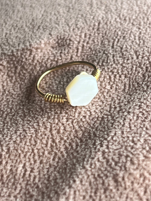 "Pearl of the Aegean" Wire Wrapped Ring | Mother of Pearl - Sirena Jewelry