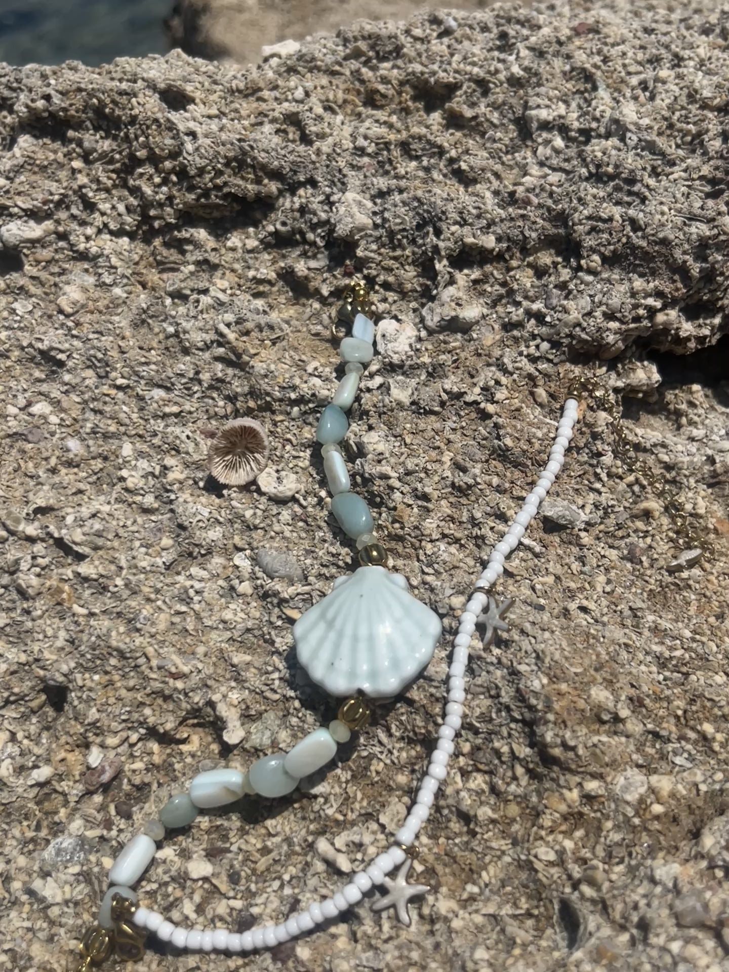 Sirena / Χειροποίητο Βραχιόλι Ποδιού "Aventurine Shell"