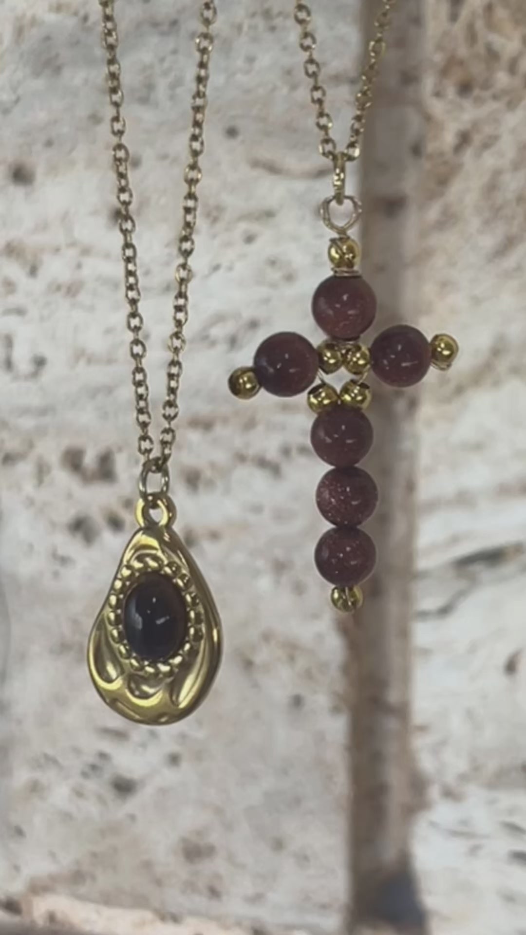 Mother’s Day Set: "Sacred Love" – Σετ Διπλό Κολιέ με Σταυρό & Δάκρυ