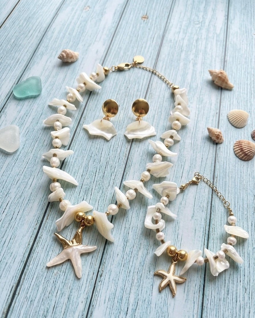 Sea Foam Full Collection Set – Χειροποίητα Κοσμήματα με Φυσικό Mother of Pearl & Πέρλες - Sirena Jewelry