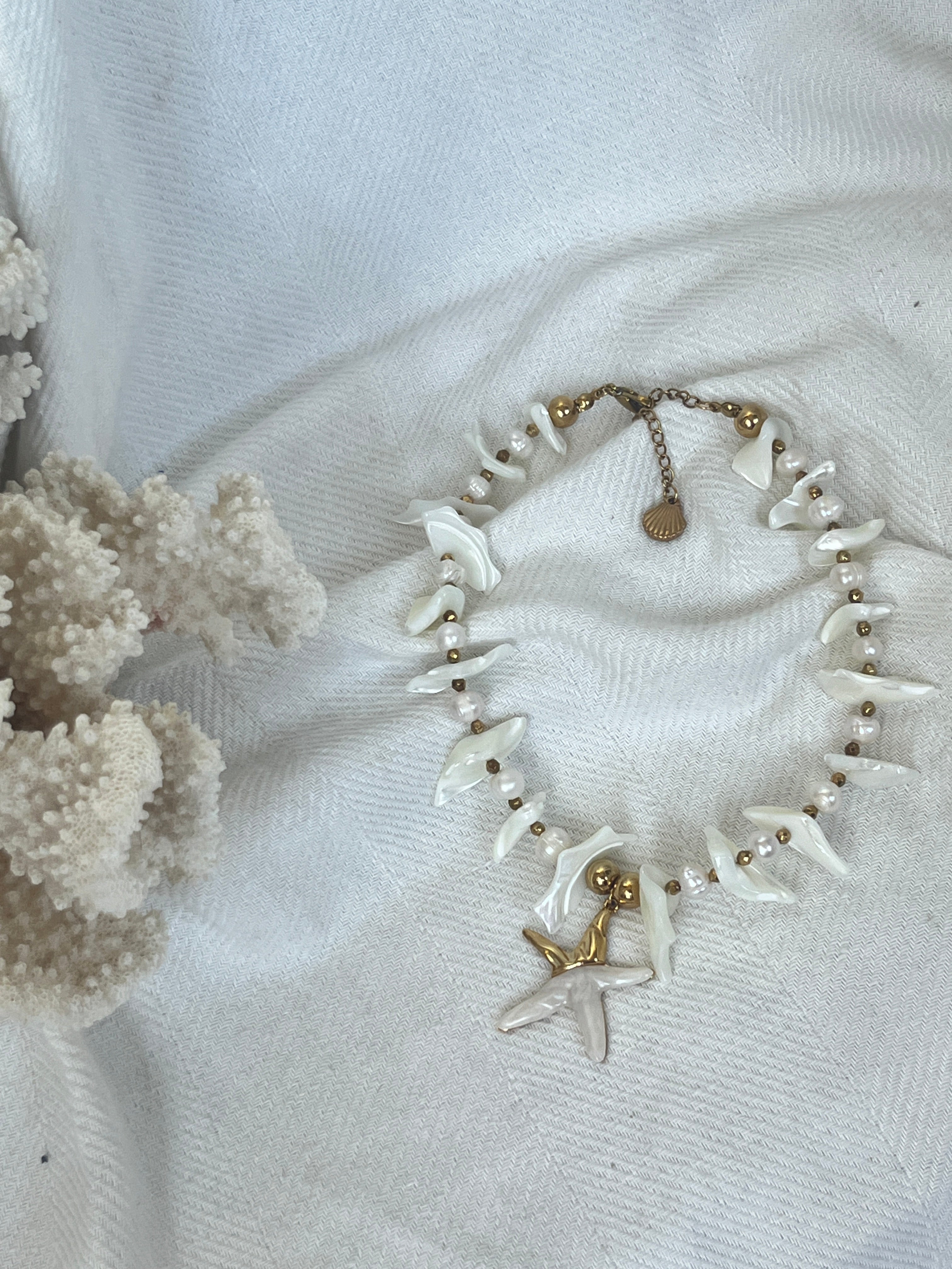 "Sea Foam" Statement Κολιέ με Φυσικό Φίλντισι & Μαργαριτάρια - Sirena Jewelry
