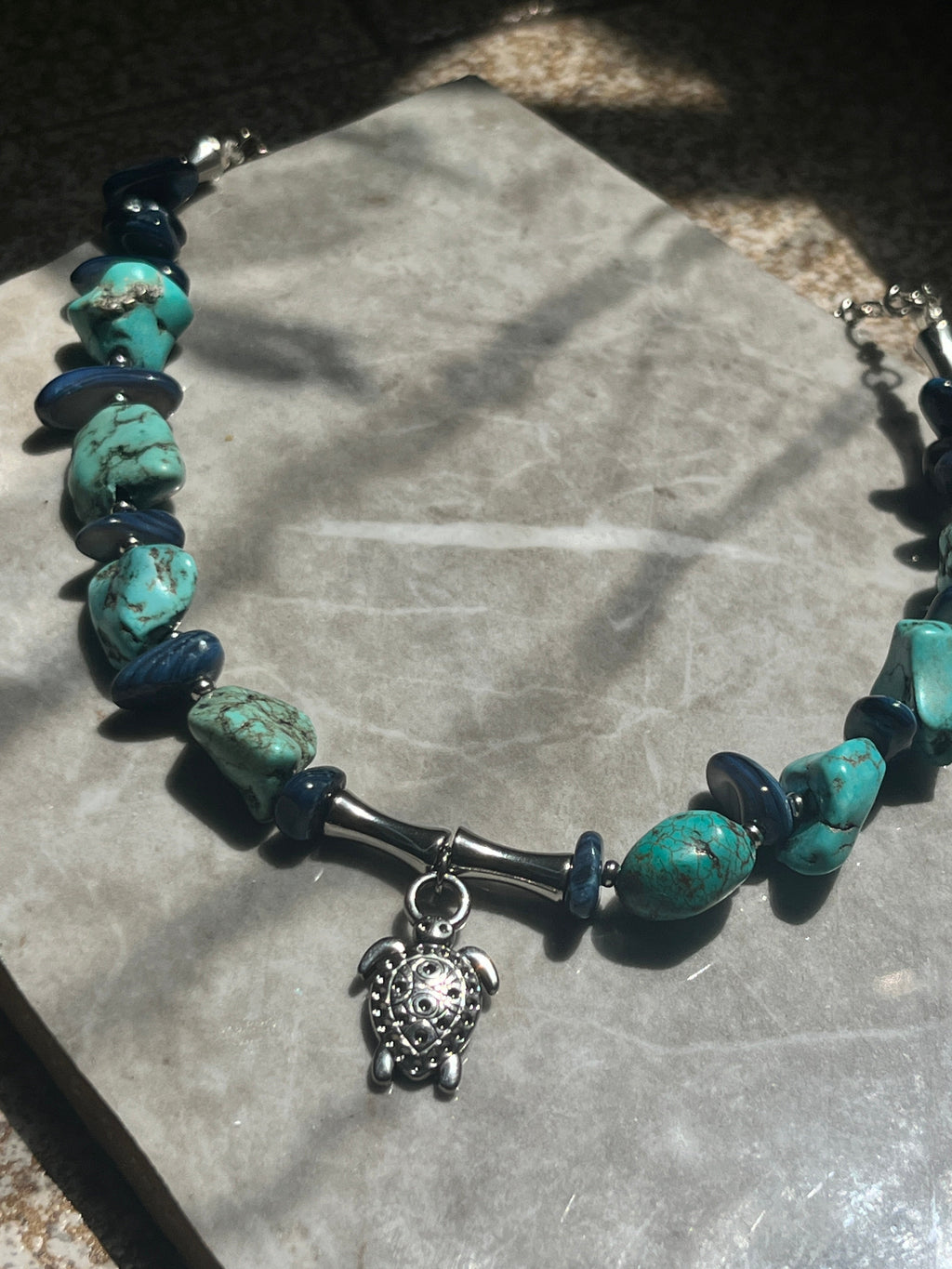 Sea Turtle Turquoise Necklace – Handmade with Natural Stones - Sirena Jewelry