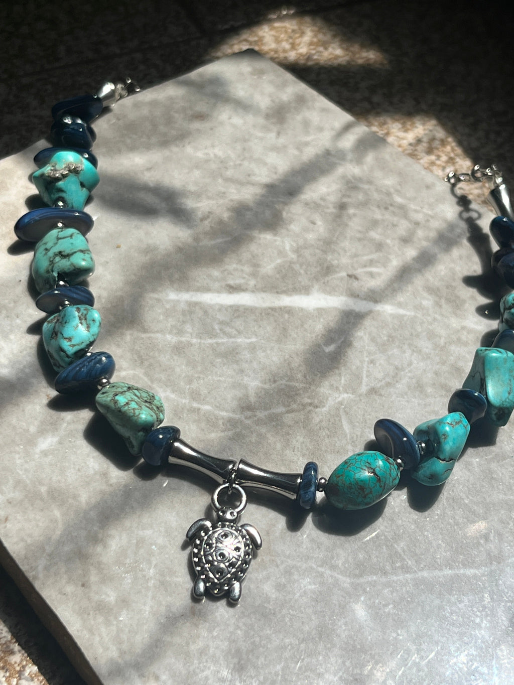 Sea Turtle Turquoise Necklace – Handmade with Natural Stones - Sirena Jewelry
