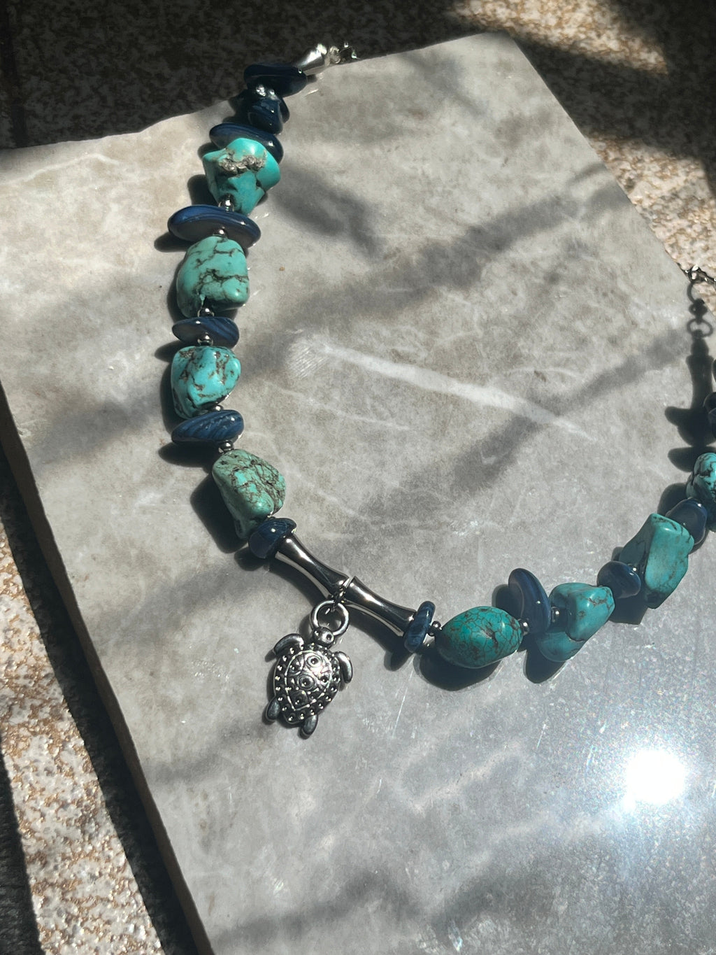Sea Turtle Turquoise Necklace – Handmade with Natural Stones - Sirena Jewelry