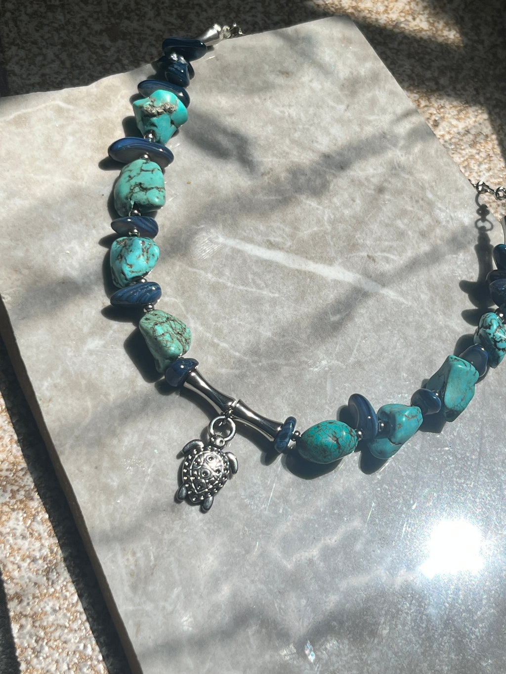 Sea Turtle Turquoise Necklace – Handmade with Natural Stones - Sirena Jewelry