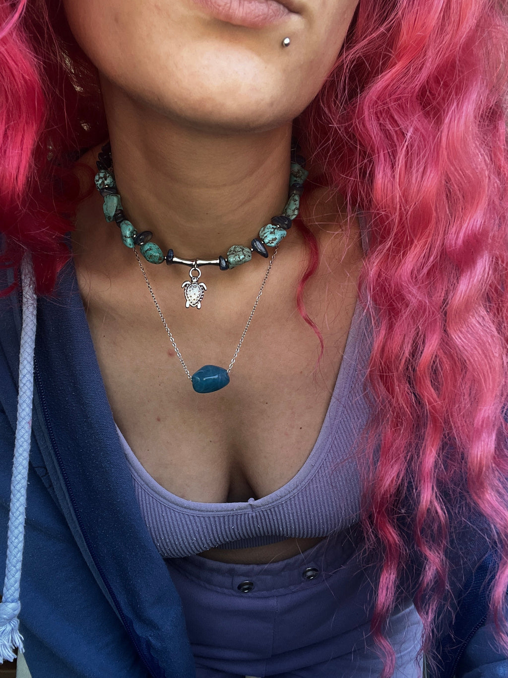 Sea Turtle Turquoise Necklace – Handmade with Natural Stones - Sirena Jewelry