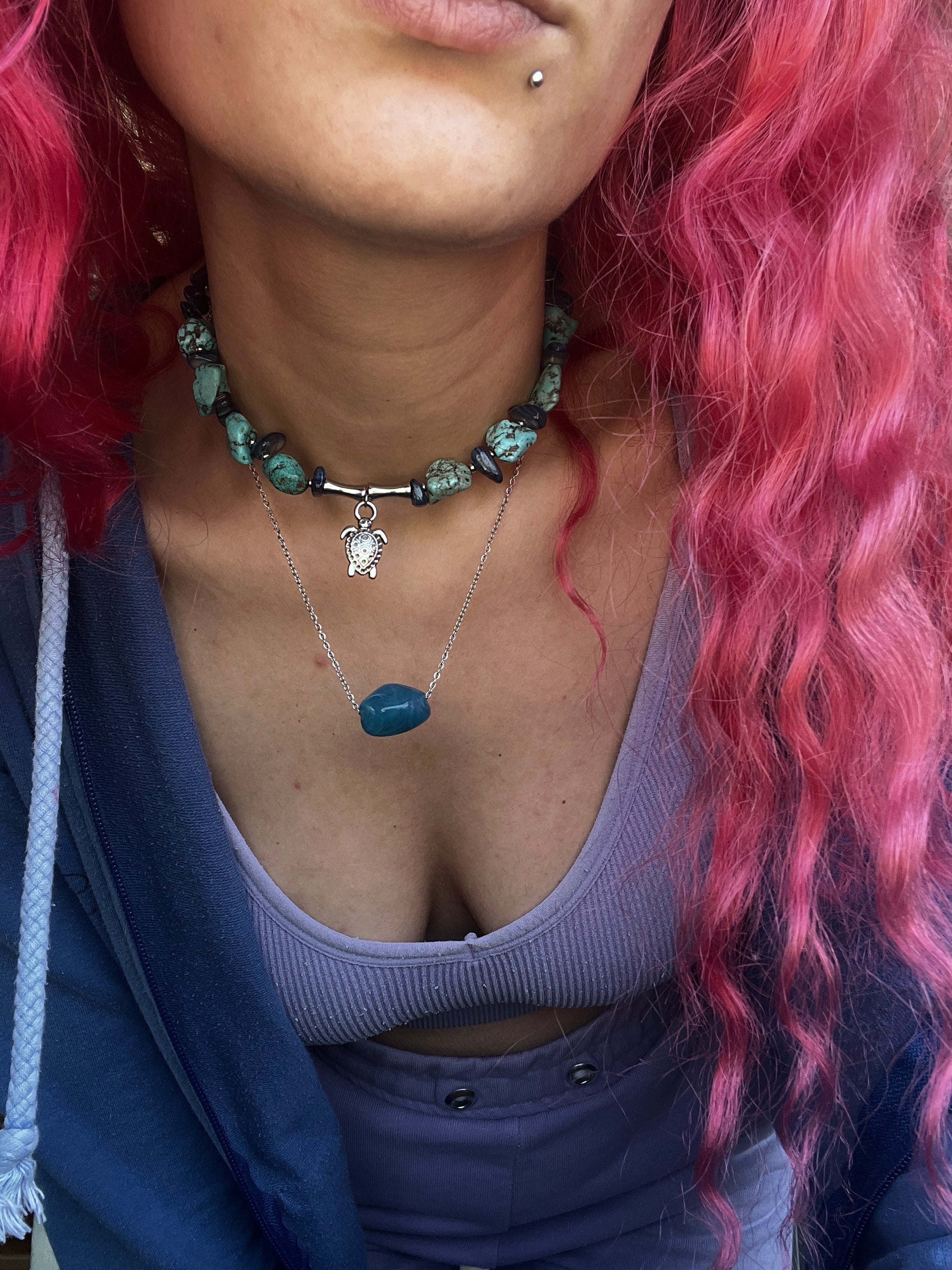 Sea Turtle Turquoise Necklace – Handmade with Natural Stones - Sirena Jewelry