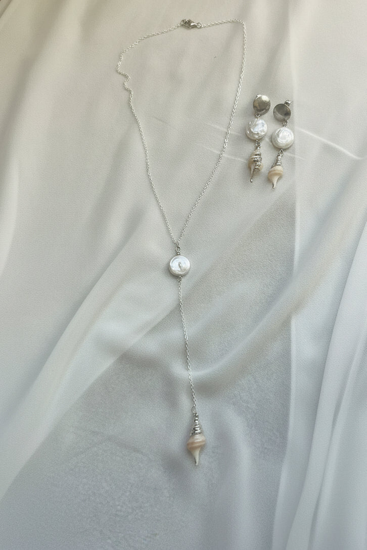 Shell Pearl Lariat Set - Sirena Jewelry