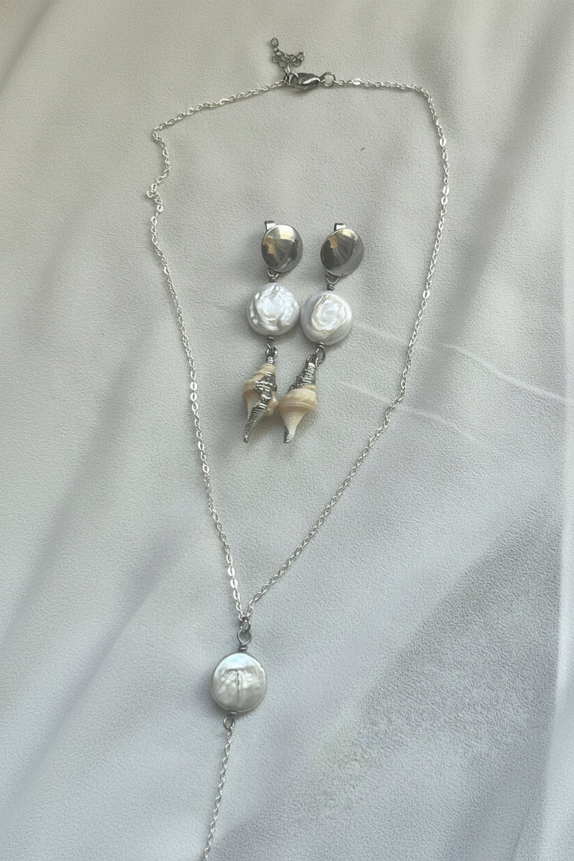 Shell Pearl Lariat Set - Sirena Jewelry
