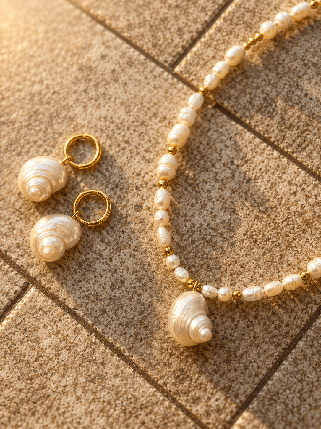 Shell Pearl Set - Sirena Jewelry