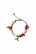 "Sirena Coral" Anklet | Βραχιόλι Ποδιού με Μαργαριτάρια & Κοραλί - Sirena Jewelry