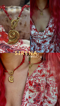 Sirena Signature Choker | Φυσικό Κόκκινο Κοράλλι & Επίχρυσο Κοχύλι - Sirena Jewelry