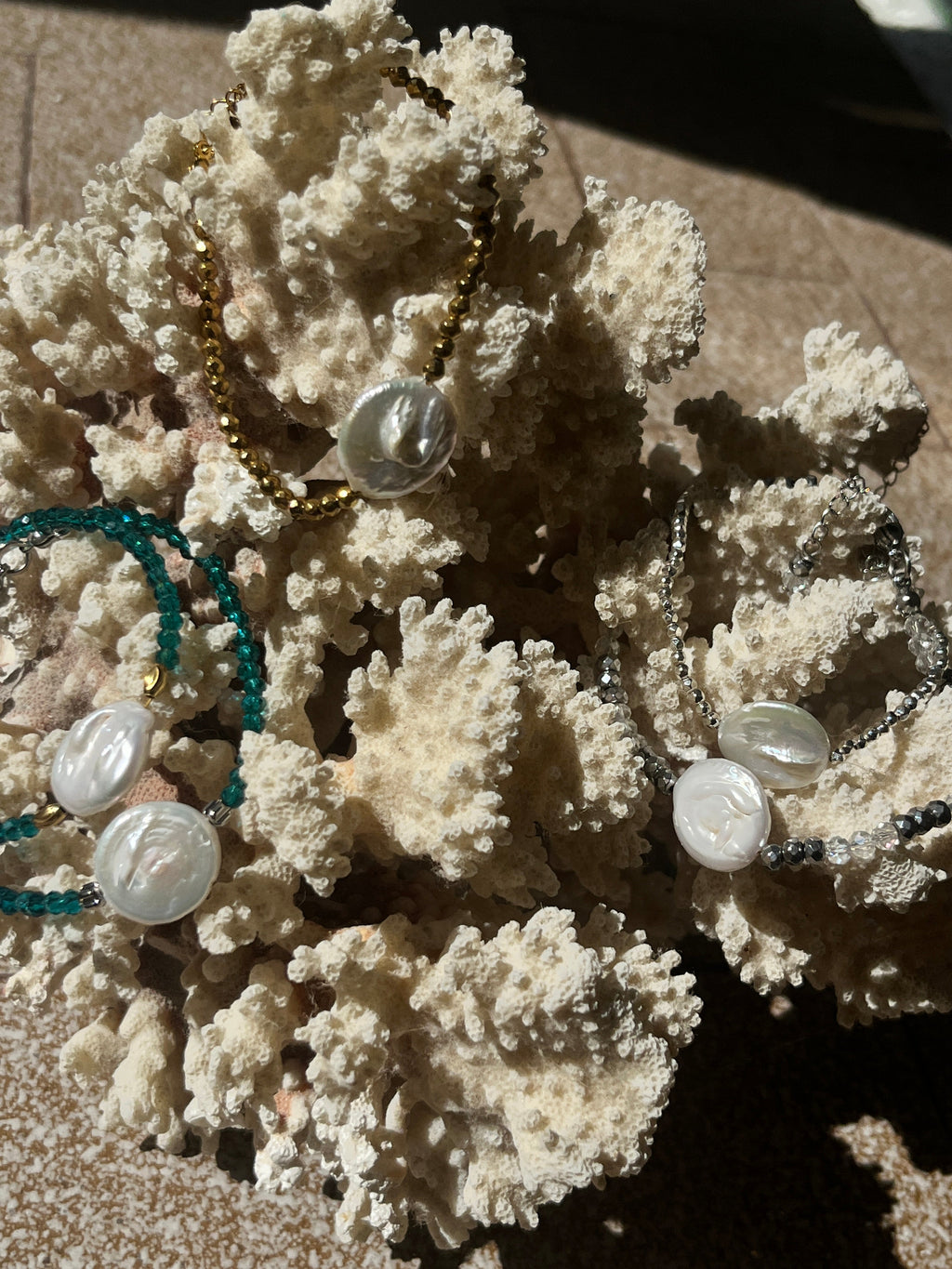 "Summer Nights" Baroque Pearl & Faceted Hematite Anklet - Sirena Jewelry