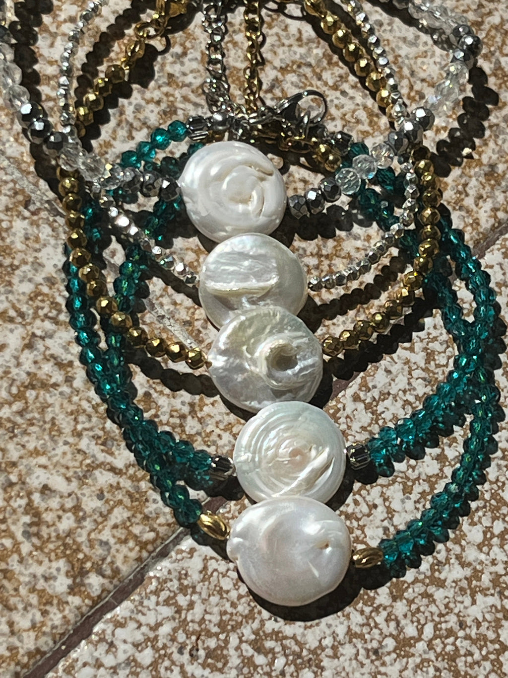 "Summer Nights" Baroque Pearl & Faceted Hematite Anklet - Sirena Jewelry