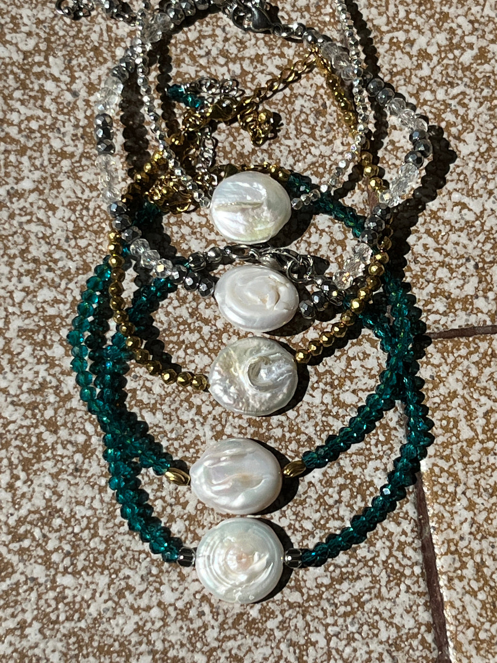 "Summer Nights" Baroque Pearl & Faceted Hematite Anklet - Sirena Jewelry