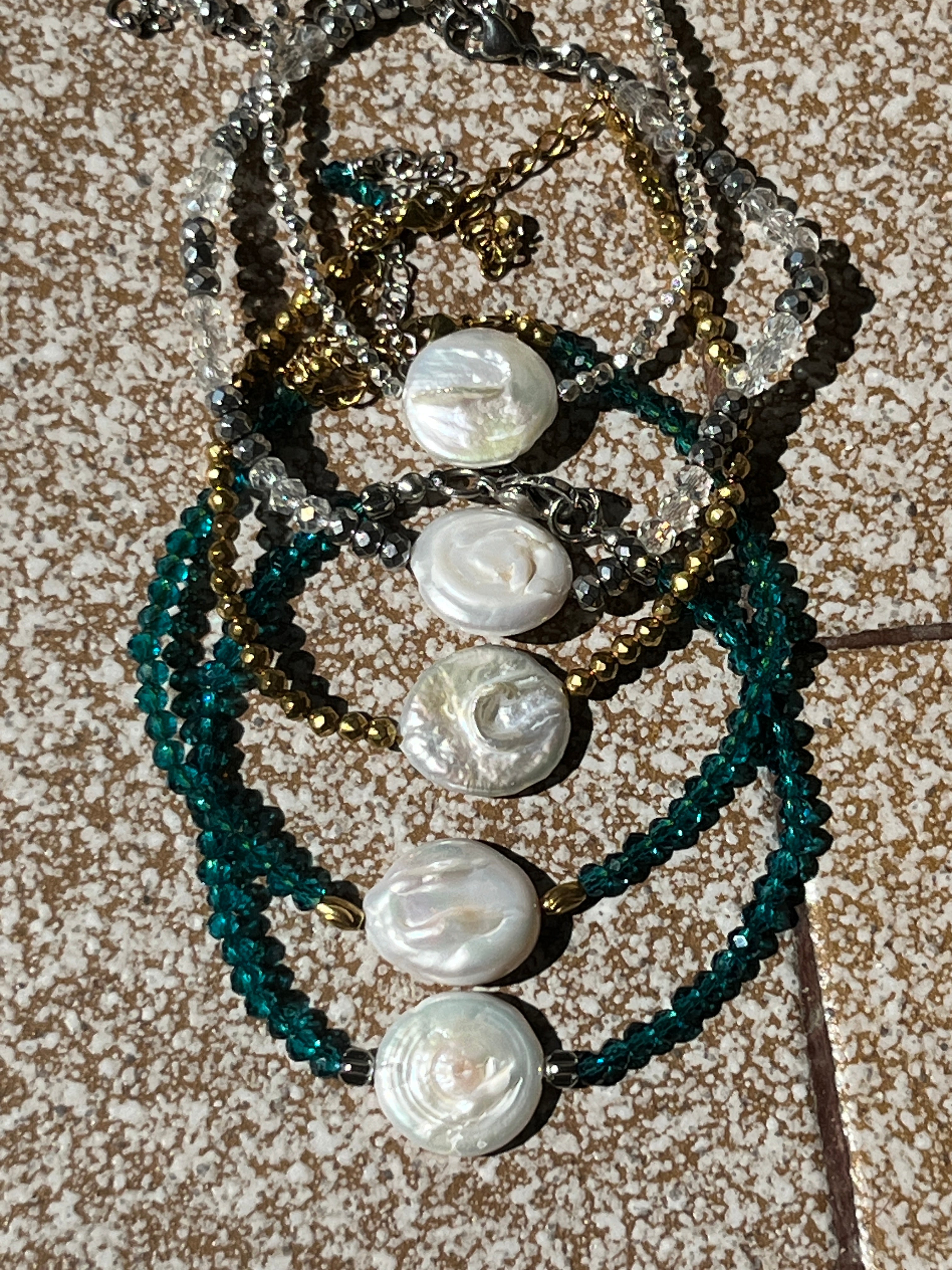 "Summer Nights" Baroque Pearl & Faceted Hematite Anklet - Sirena Jewelry