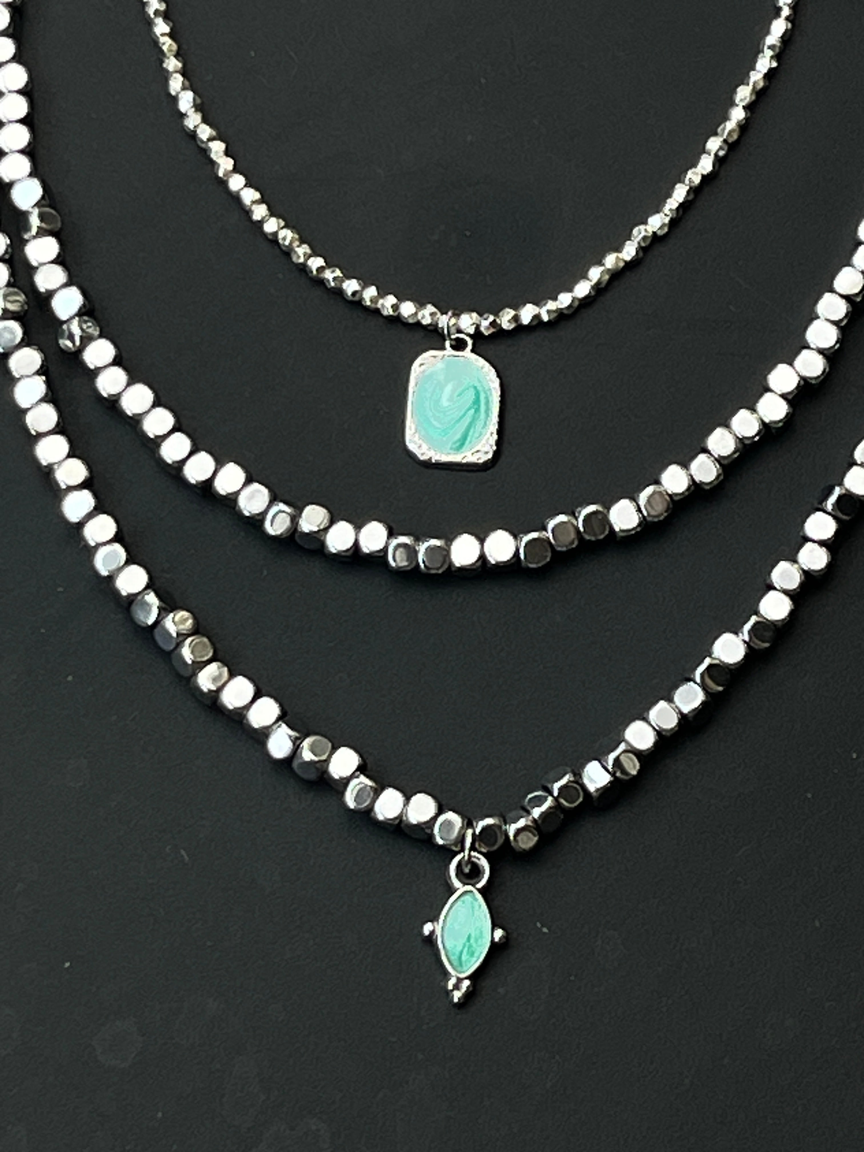 The Ultimate Hematite & Mint Layering Set - Sirena Jewelry