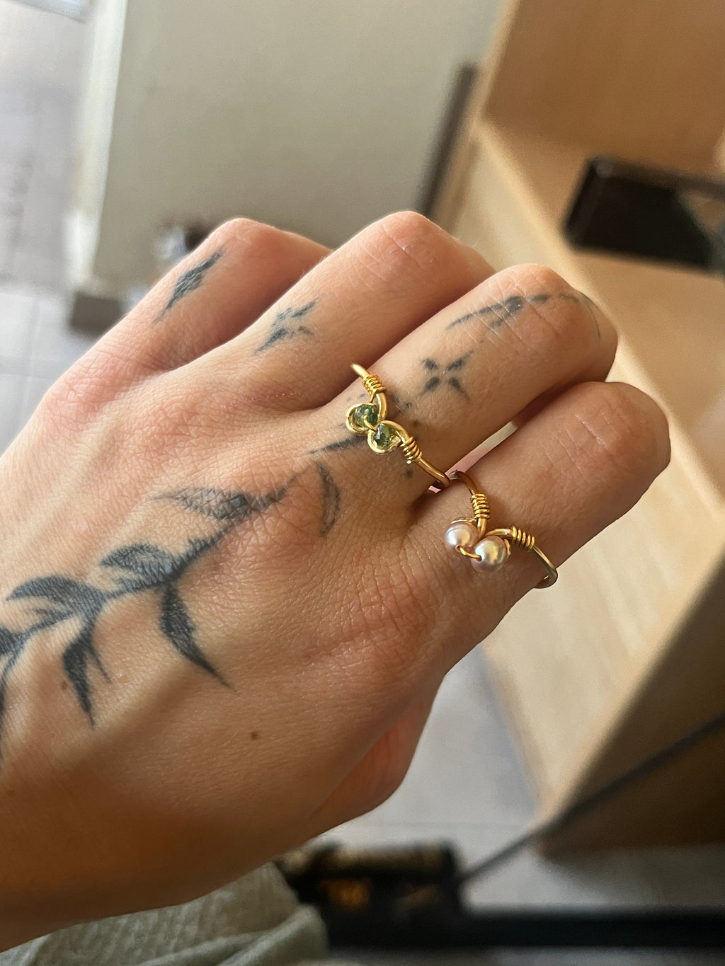 Twin Pearl Minimal Ring – Χειροποίητο Δαχτυλίδι με Πέρλες - Sirena Jewelry