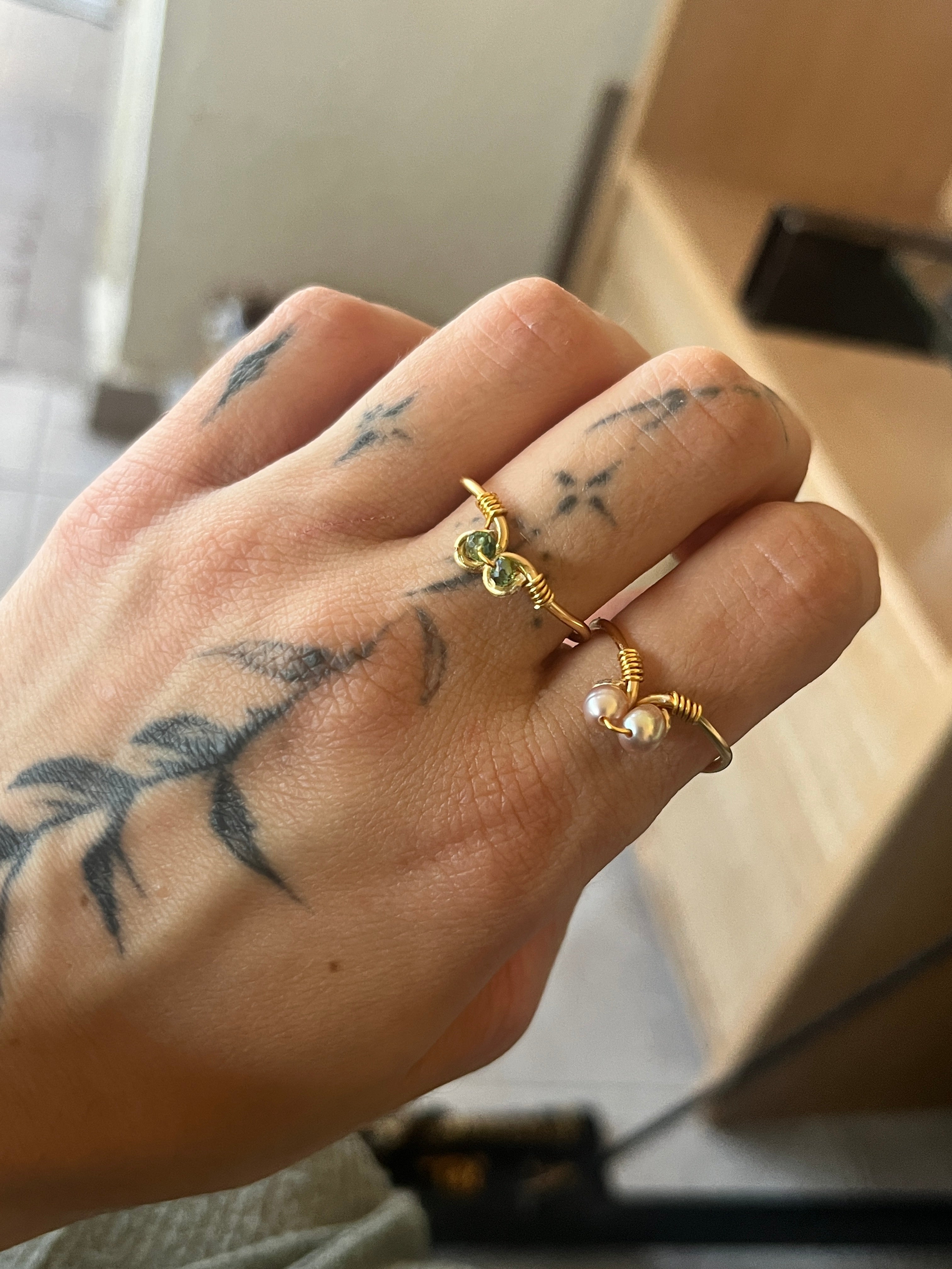 Twin Pearl Minimal Ring – Χειροποίητο Δαχτυλίδι με Πέρλες - Sirena Jewelry