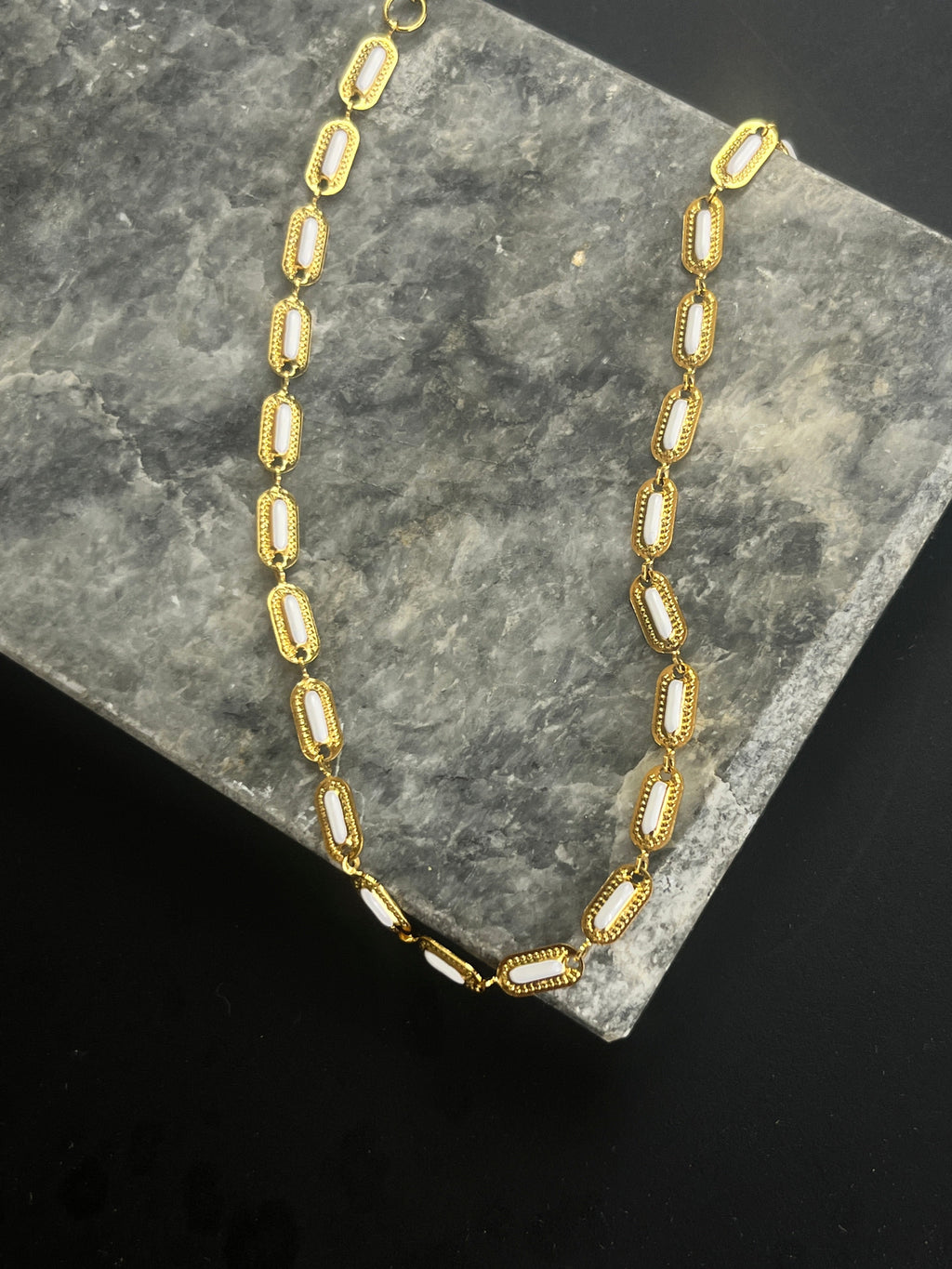 White Enamel Stainless Steel Choker - Sirena Jewelry
