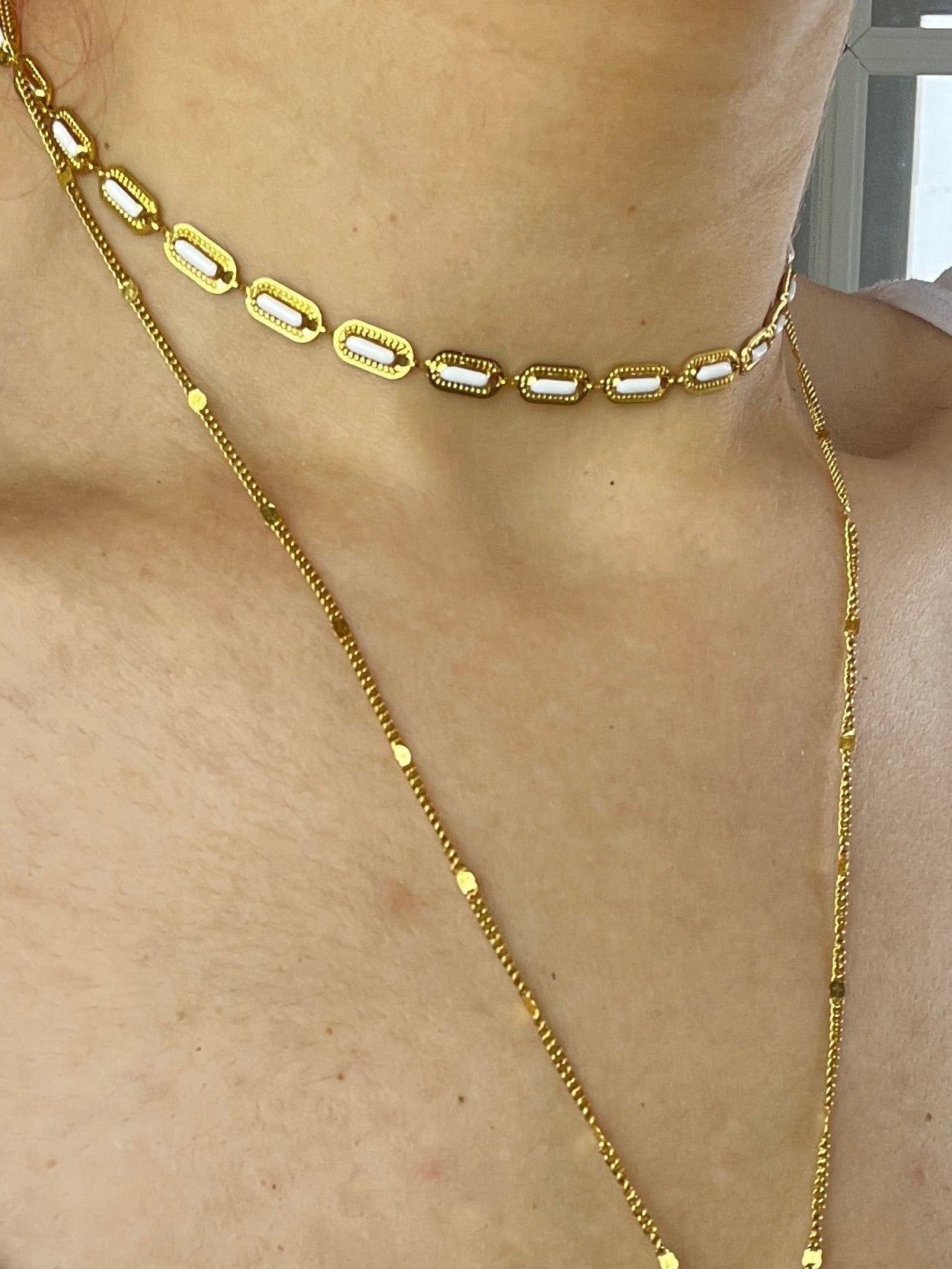 White Enamel Stainless Steel Choker - Sirena Jewelry