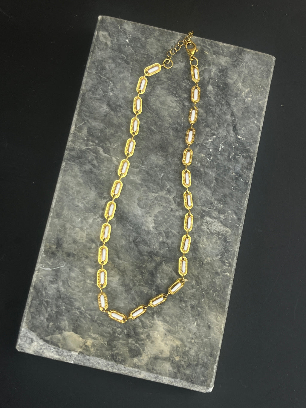 White Enamel Stainless Steel Choker - Sirena Jewelry